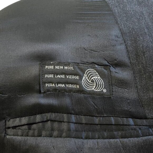 Chaps Ralph Lauren Vintage 90s Charcoal Gray Wool Single Breasted Blazer Sz 44R - Picture 10 of 14